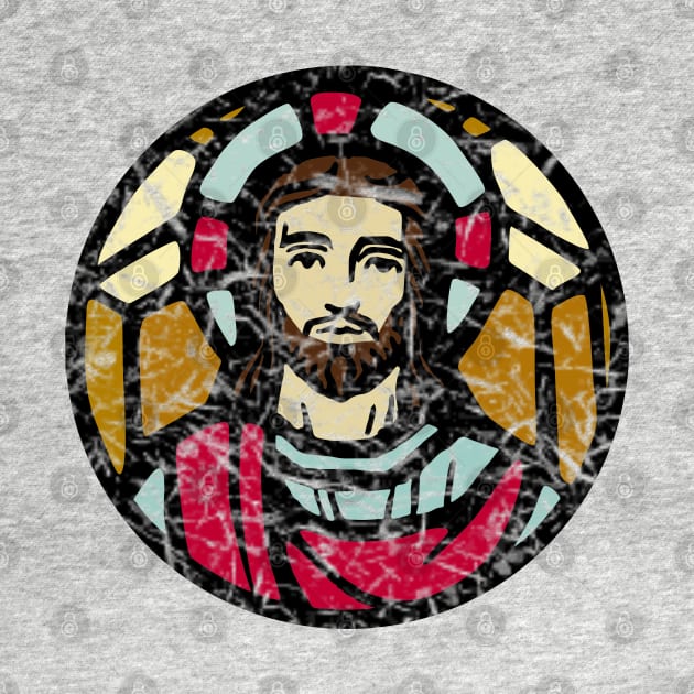 Distressed Stained Glass Jesus by Contentarama